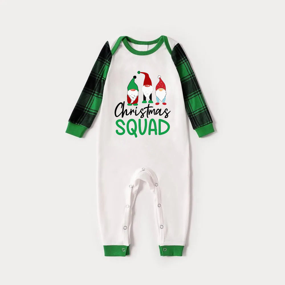 WW | Green Raglan Top Green Plaid Gnome "Christmas SQUAD" Print Christmas Pajama Set