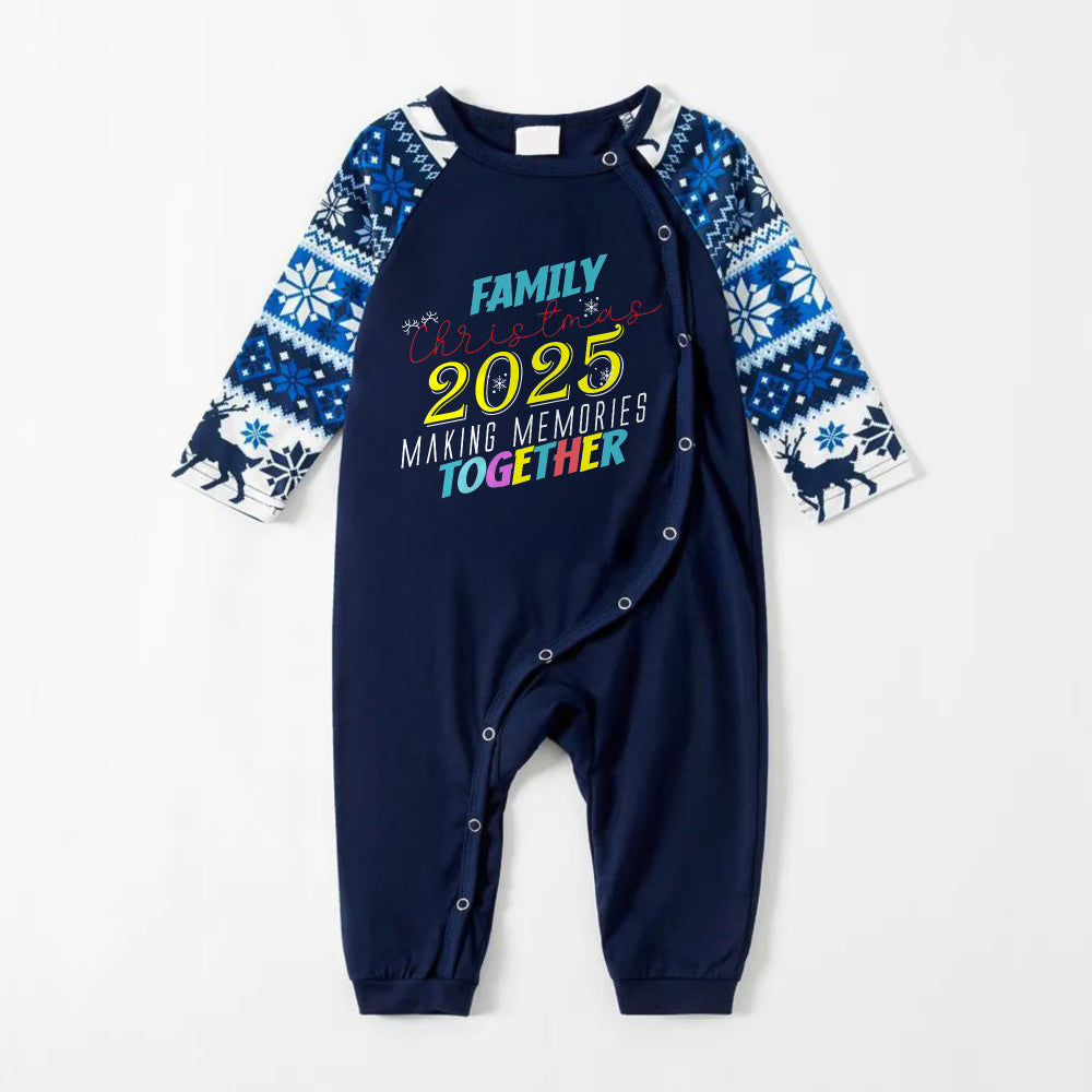 WW | Fröhliche blaue Weihnachts-Pyjama-Set mit passendem lustigem Text für die Familie