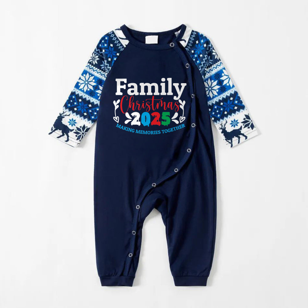 WW | Fröhliche blaue Weihnachts-Pyjama-Set mit Familien-Weihnachtsphrasen