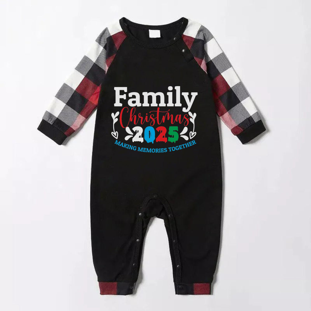 WW | Christmas Family Pajamas - Red and Grey Plaid PJs with "Family Christmas 2025" Print