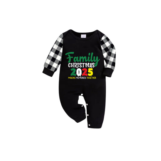 WW | Black and White Plaid Short Sleeve Christmas Pyjama Set with Holiday Slogan Print