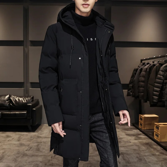WW | Men's Winter Coat Long Windproof with Pockets