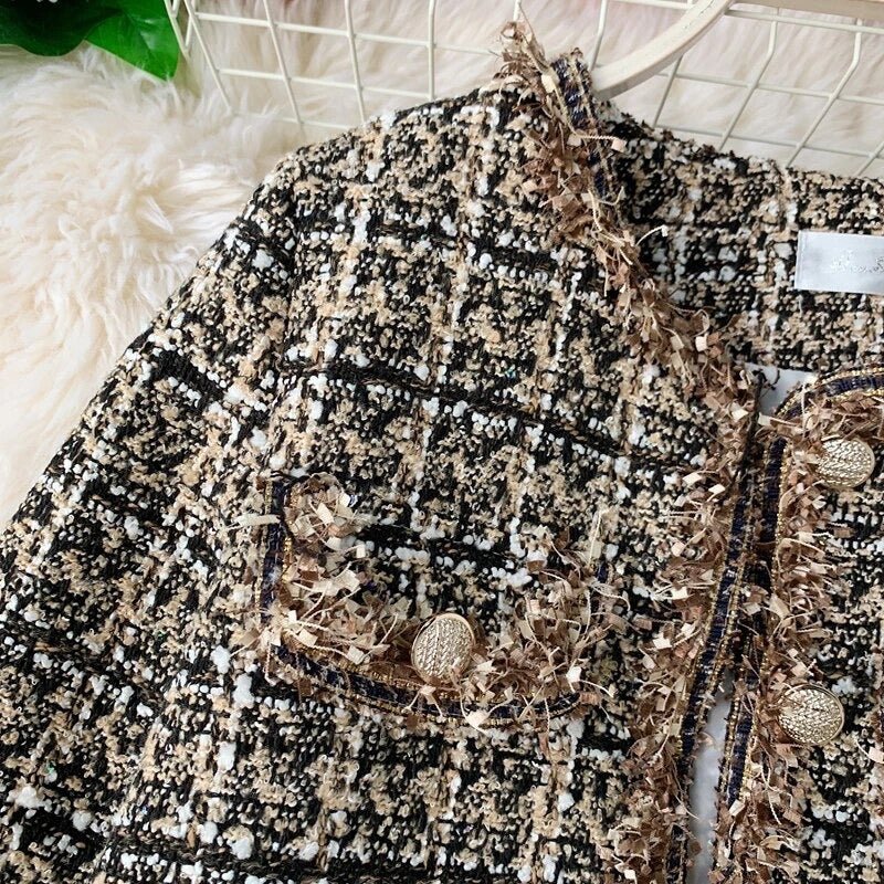 WW | Tweed-Jacke - Goldenen Knopf Akzente - Klassische Eleganz - Anspruchsvolles Schichten