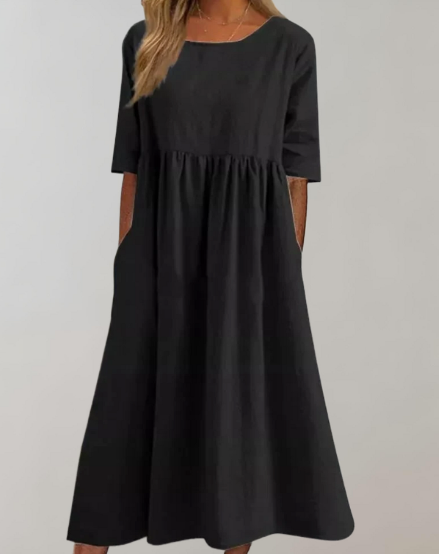WW | Einfarbiges Baumwollkleid mit Lockerer Passform
