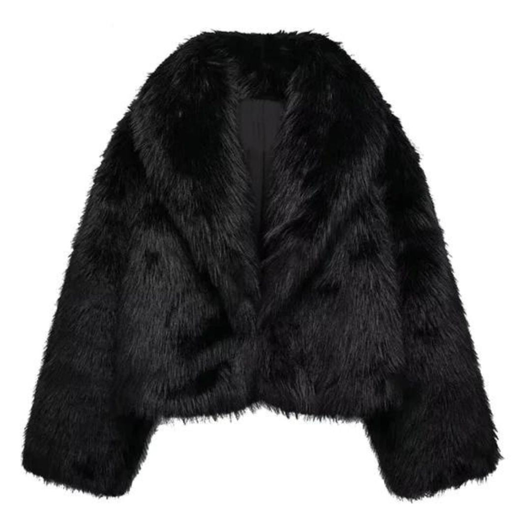 WW | Faux Fur Coat Luxurious Soft Texture Open Front Classic Lapel Collar