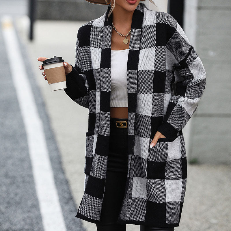 WW | Kariert Strickstrickjacke