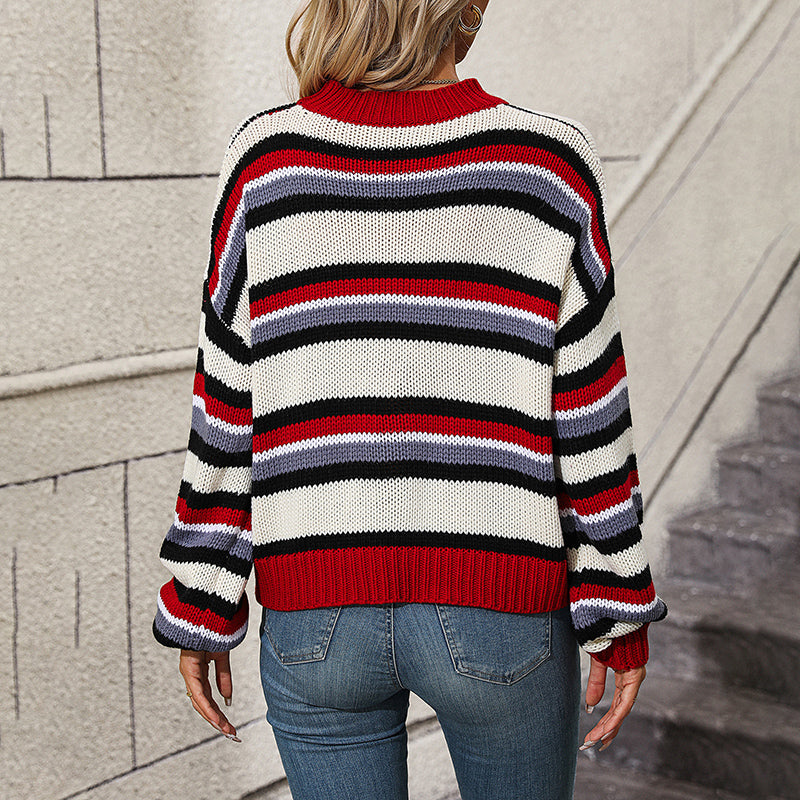 WW | Gestreifter Strickpullover mit Modernem Muster