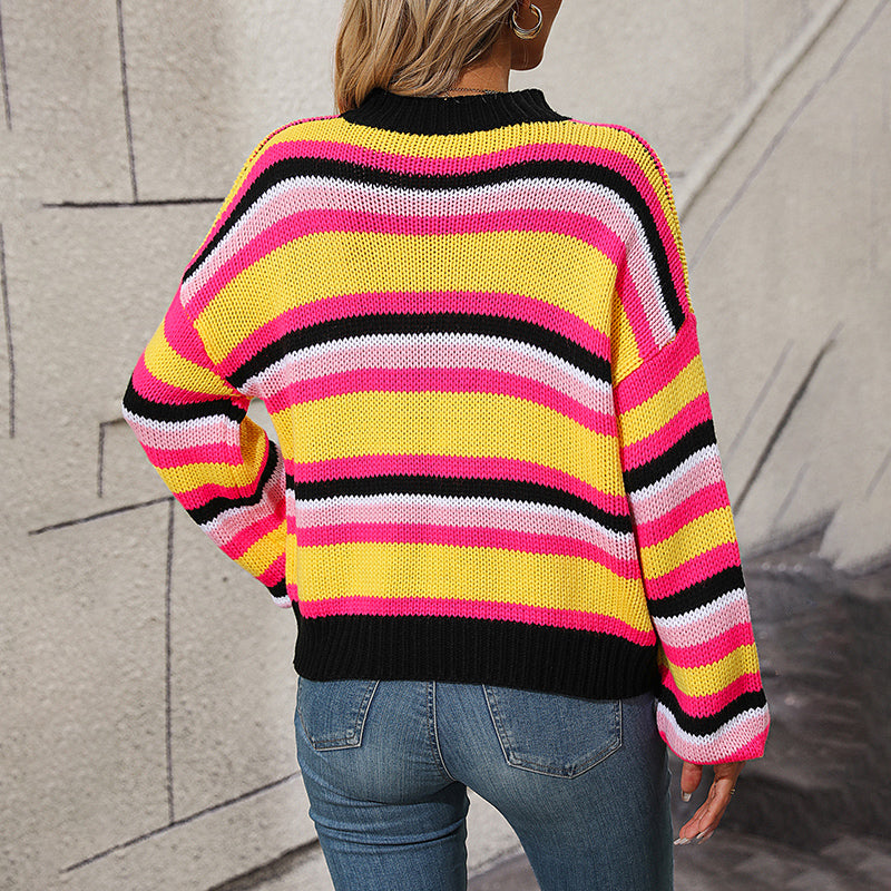 WW | Gestreifter Strickpullover mit Modernem Muster