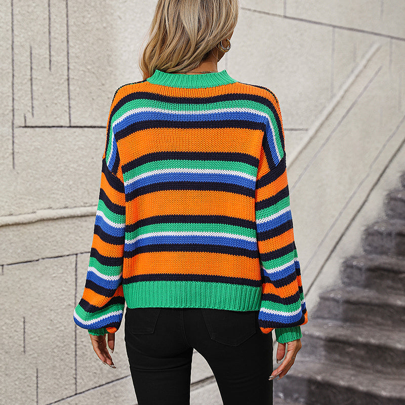 WW | Gestreifter Strickpullover mit Modernem Muster