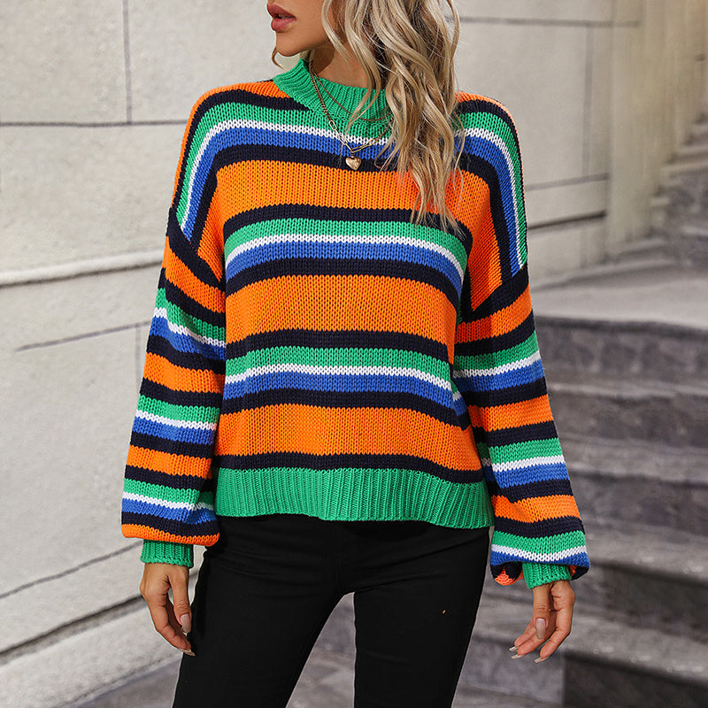 WW | Gestreifter Strickpullover mit Modernem Muster