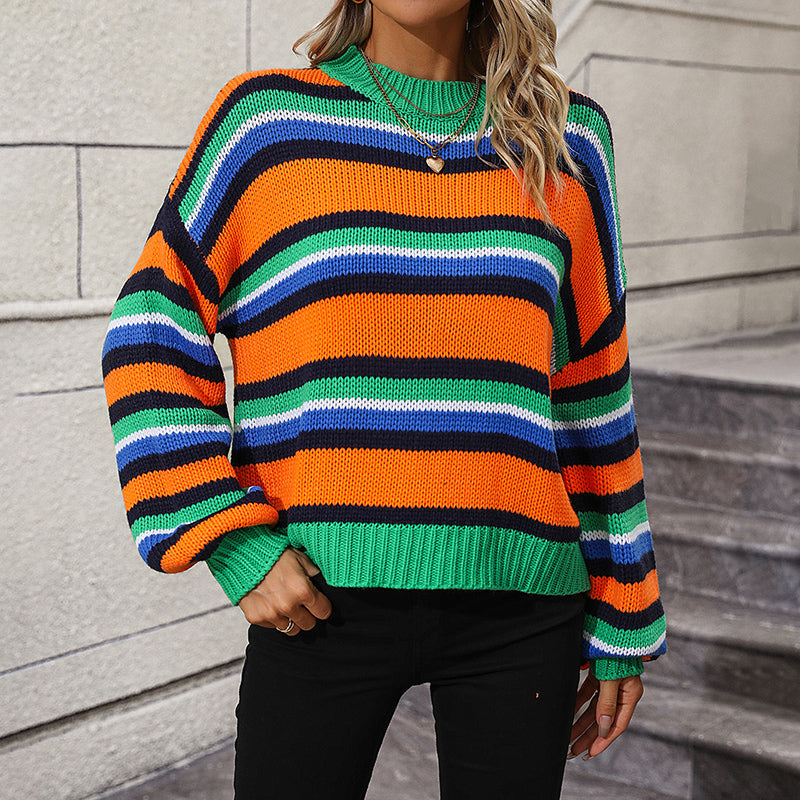 WW | Gestreifter Strickpullover mit Modernem Muster