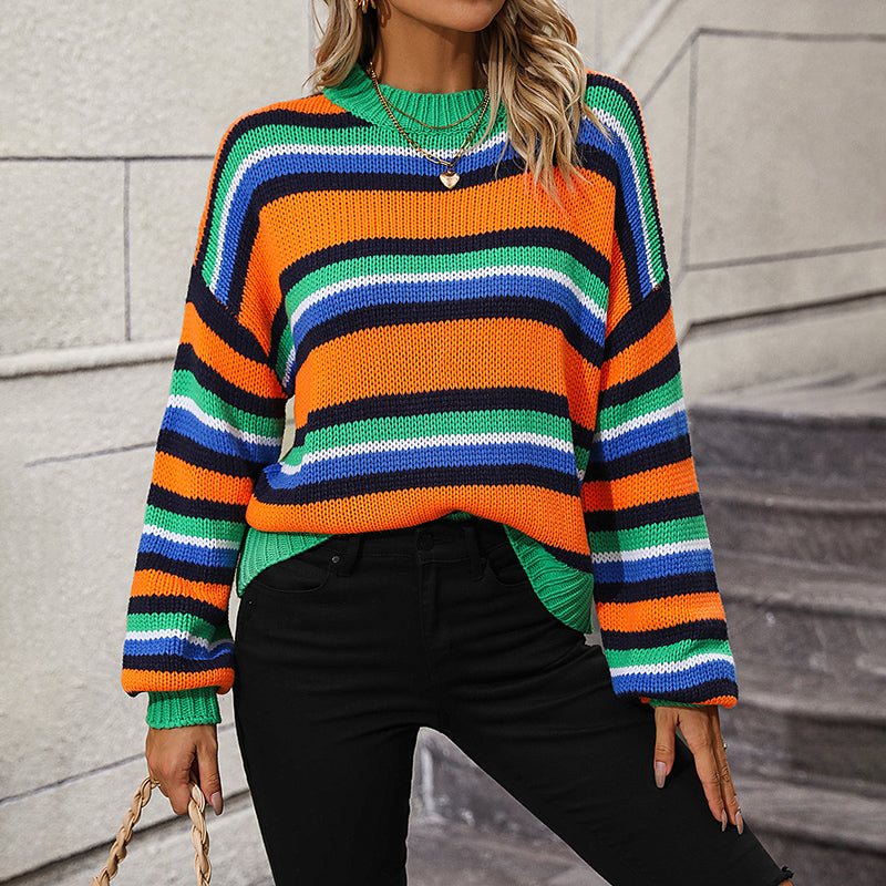 WW | Gestreifter Strickpullover mit Modernem Muster