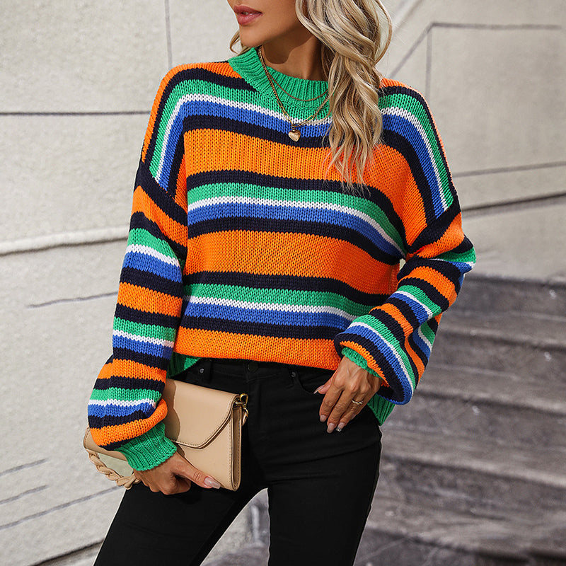 WW | Gestreifter Strickpullover mit Modernem Muster