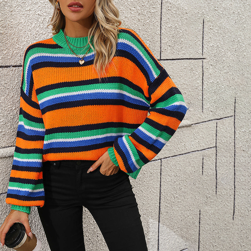 WW | Gestreifter Strickpullover mit Modernem Muster