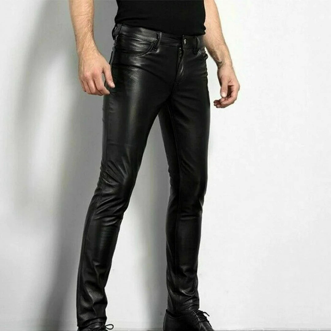 WW |  Hose - Schick - Schwarz Kunstleder Luxuriöss Material - Ideal für Geschäft für Herren