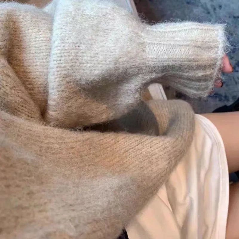WW | Strickjacke Übergroß Fit V-Ausschnitt Offene Vorderseite Lange Ärmel