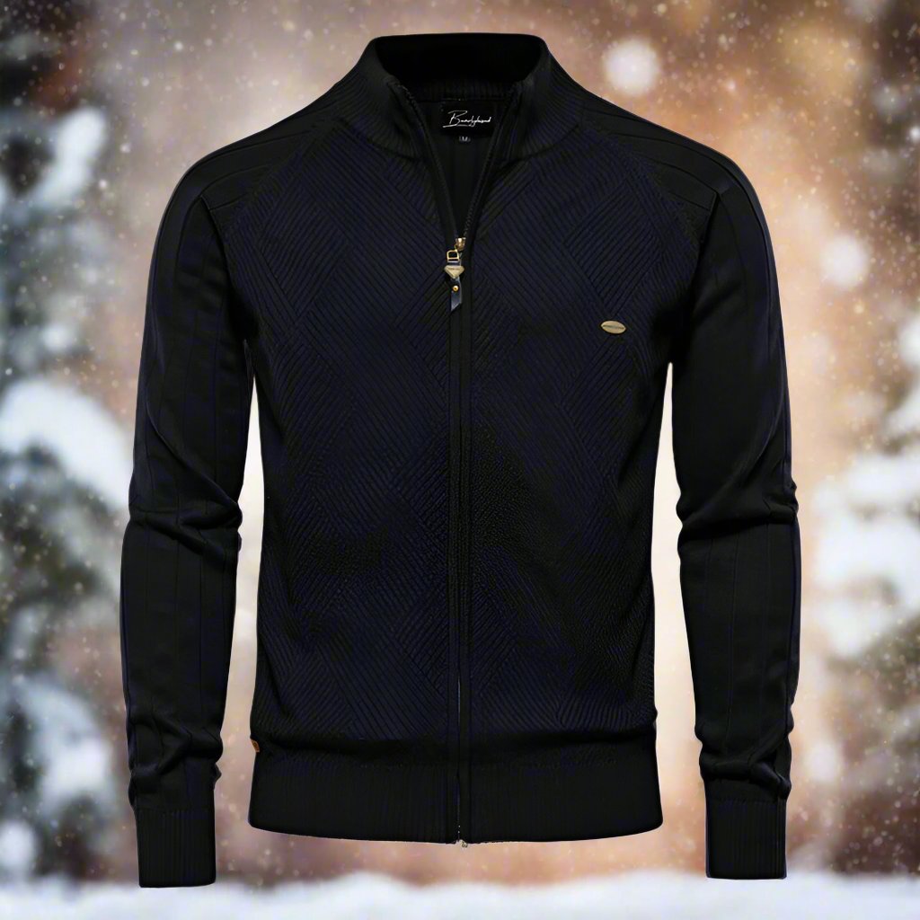 WW | Zipper High Collar Knit Texture Comfortable Fit