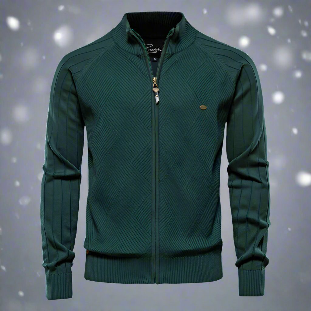 WW | Zipper High Collar Knit Texture Comfortable Fit