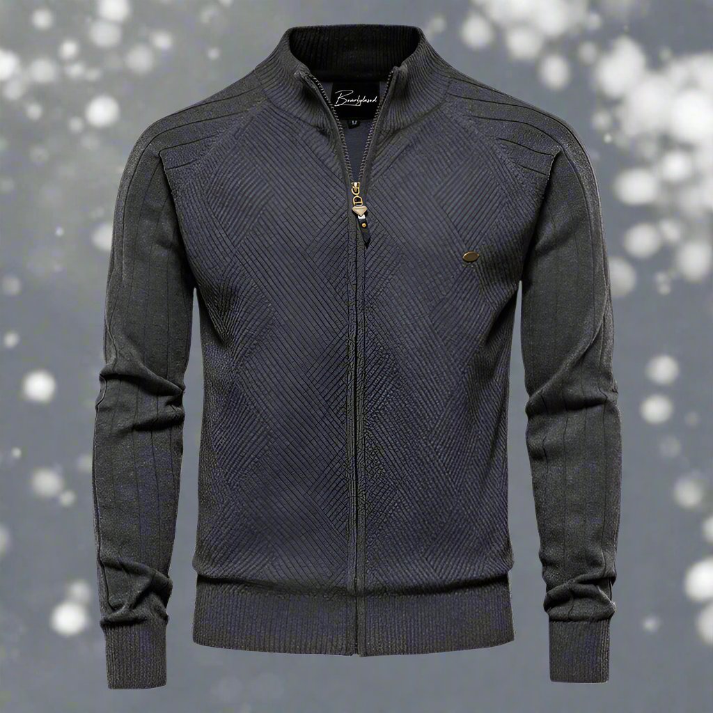 WW | Zipper High Collar Knit Texture Comfortable Fit