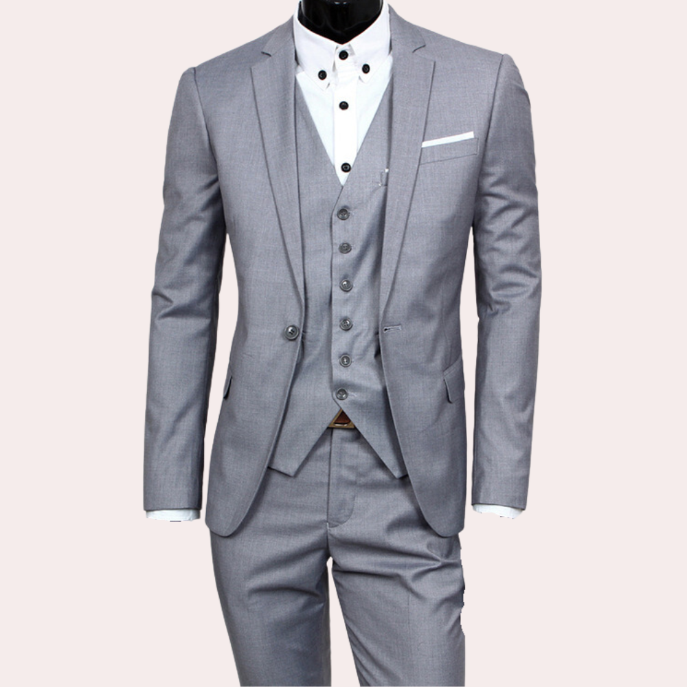 WW | 3-Piece Men's Suit - Slim Fit Jacket, Vest & Trousers for Business, Weddings & Special Occasions