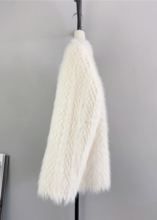 WW | Beige O Neck Doppelreiher Nerz Cashmere Mäntel Winter