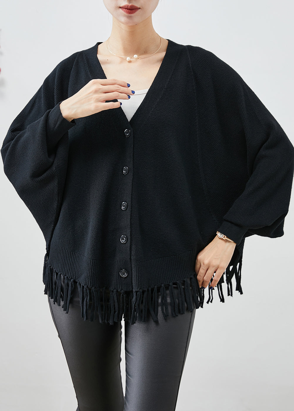 WW | Black Oversized Fringe Cardigans
