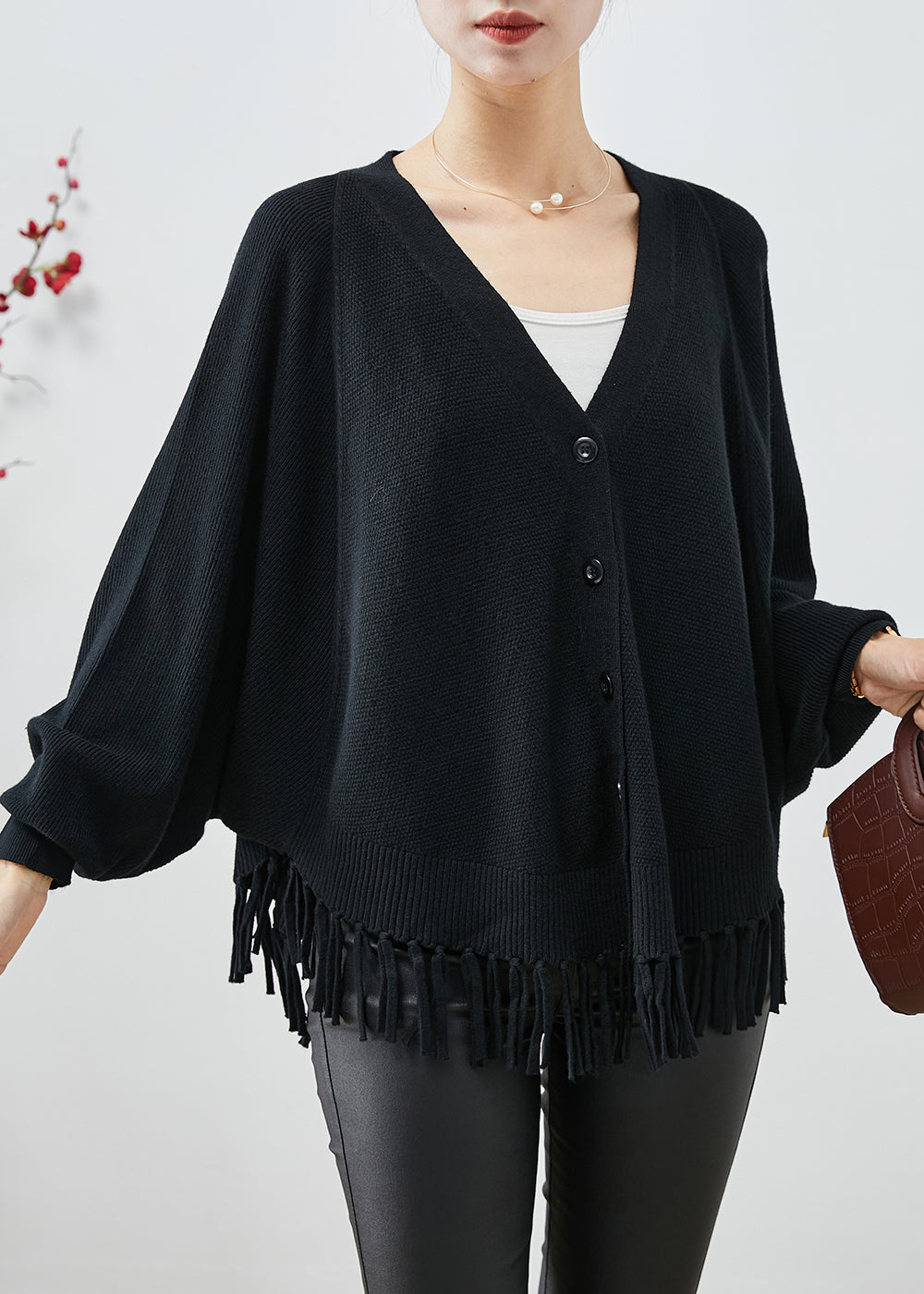 WW | Black Oversized Fringe Cardigans