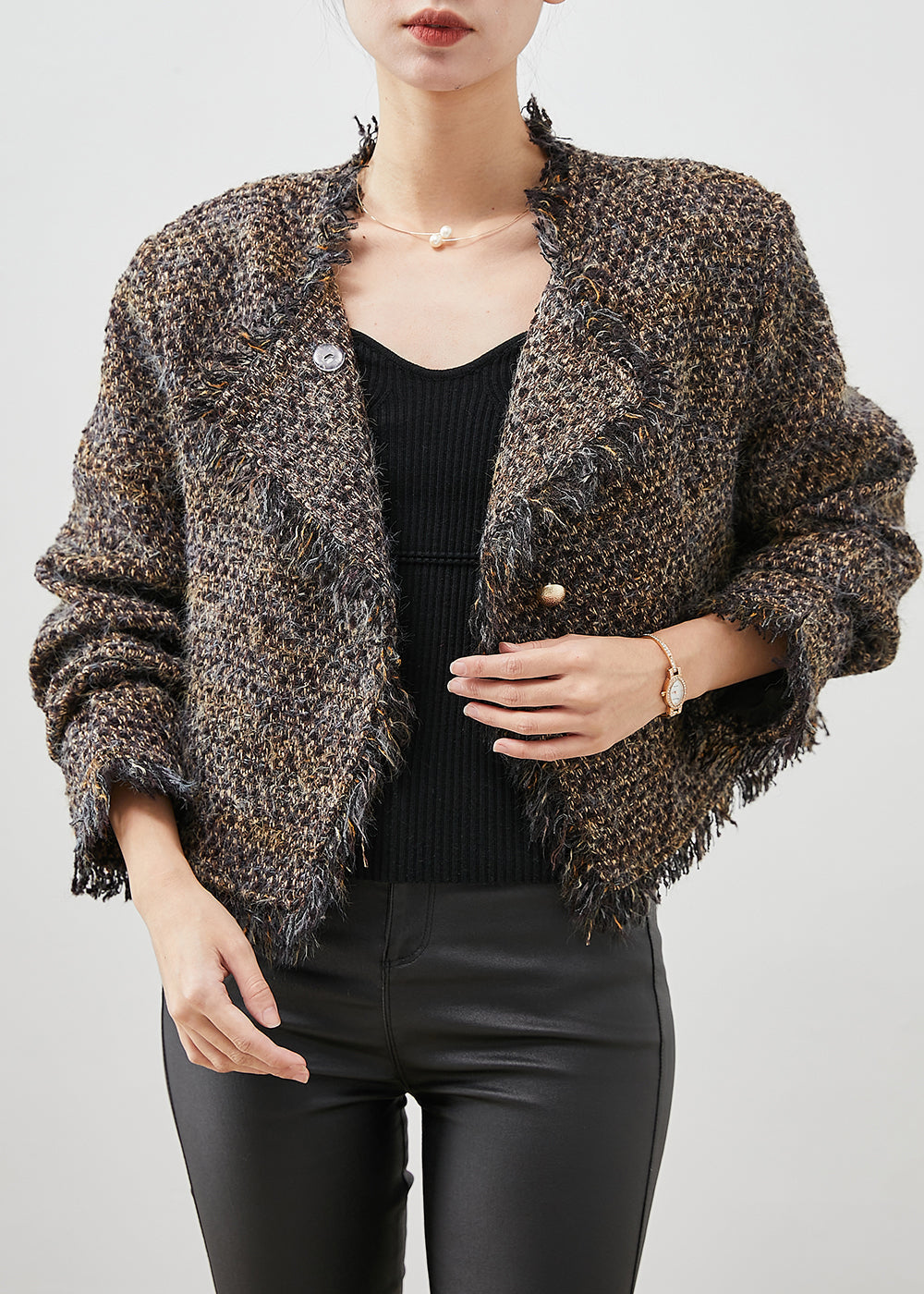 WW | Black V-Neck Down-Filled Short Winter Coats
