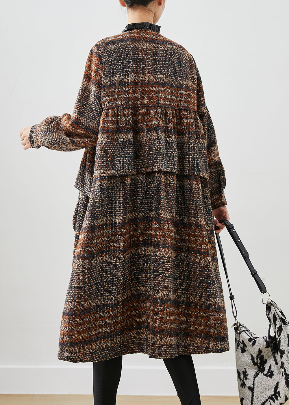 WW | Brown Ruffled Pockets Thick Cotton Coats Winter
