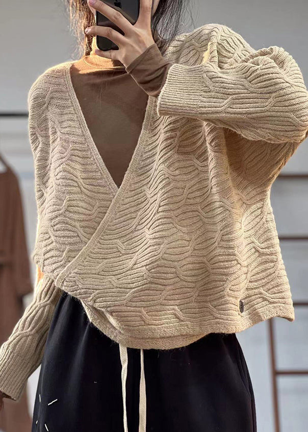 WW | Coffee V-Neck Button Plus Size Cotton Cardigans