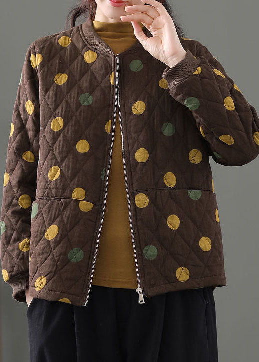 WW | Chocolate Hoodie Dot Fine Cotton Filled Winter Coats Winter