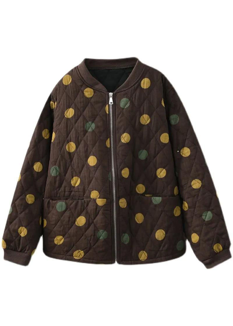 WW | Chocolate Hoodie Dot Fine Cotton Filled Winter Coats Winter