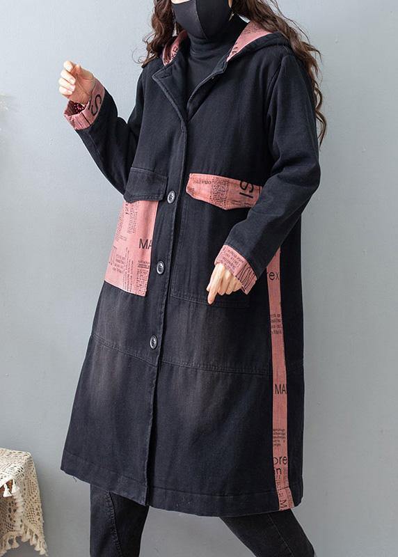 WW | Denim Black Quality Clothing for Women Tutorials Hooded Pockets Coats