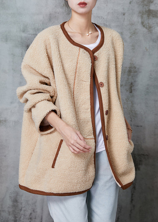 WW | Khaki Übergroße Warme Faux Fur Teddyjacken Winter