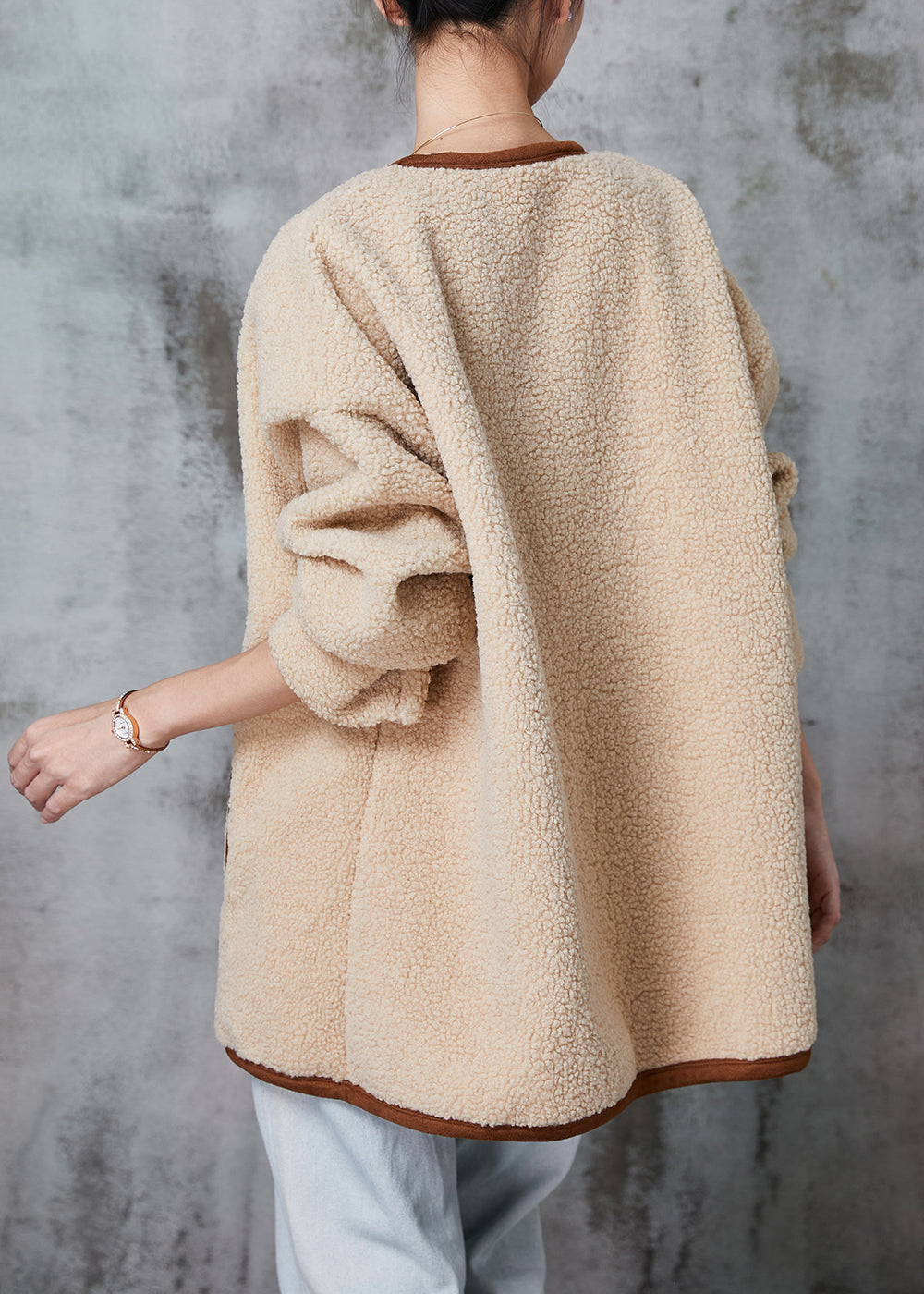 WW | Khaki Oversized Warm Faux Fur Teddy Jackets Winter