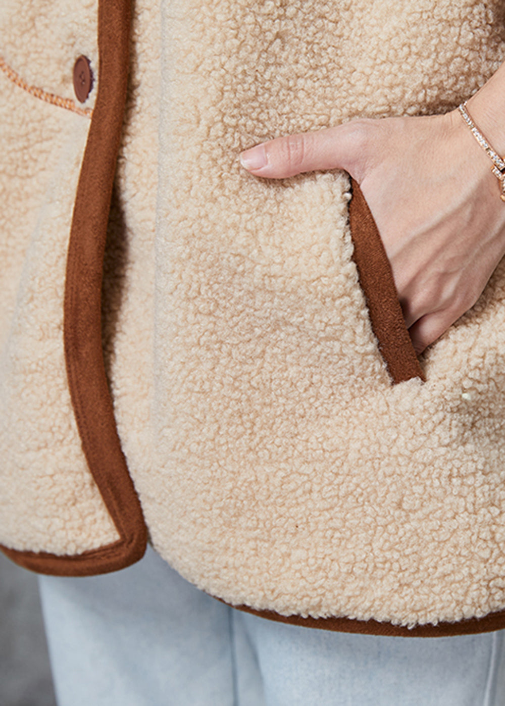 WW | Khaki Oversized Warm Faux Fur Teddy Jackets Winter