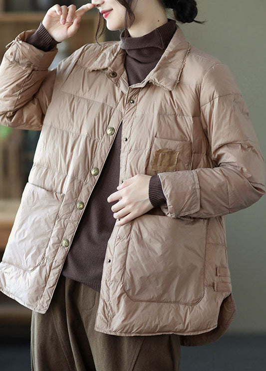 WW | Khaki Knopf Locker Niedrig Hoch Design Winter Daunenmäntel