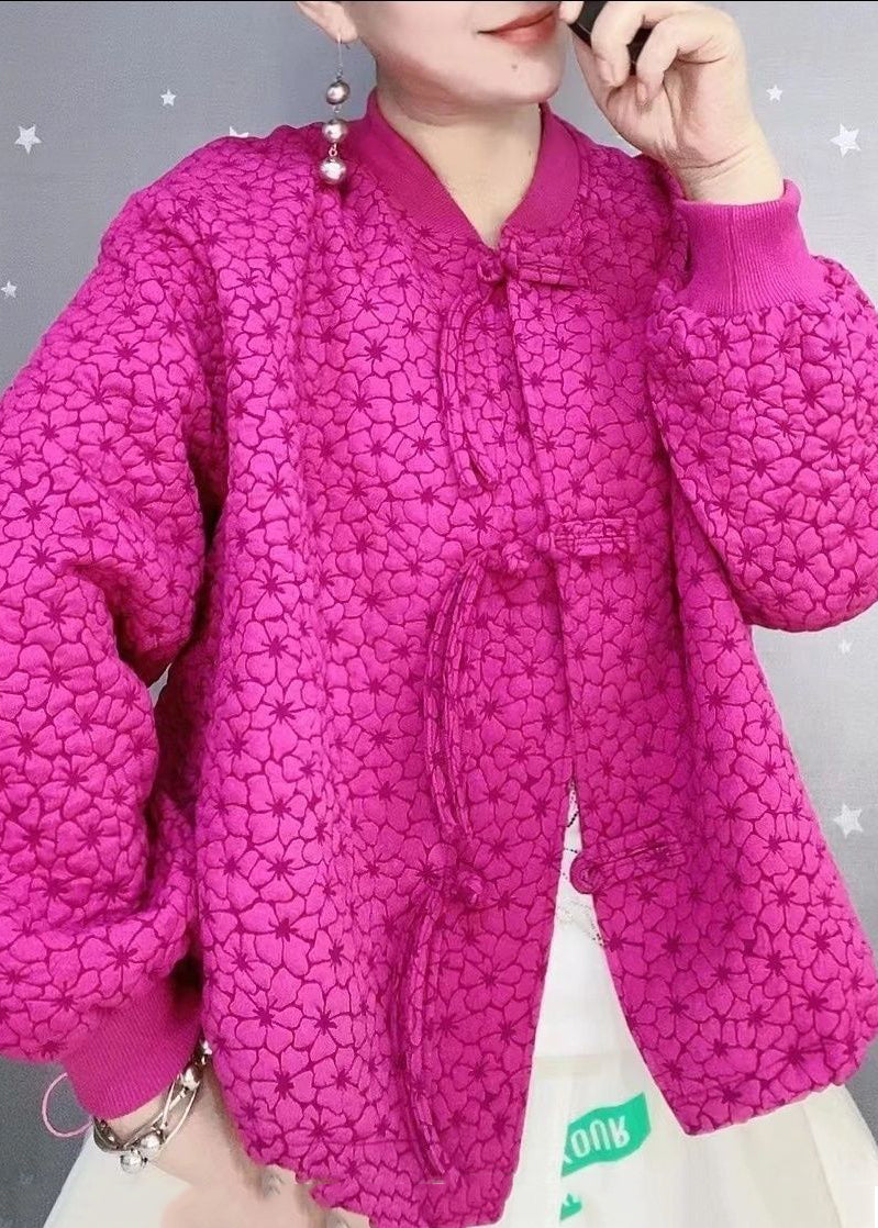 WW | Purple Red Oversized Chinese Button Cotton Coats