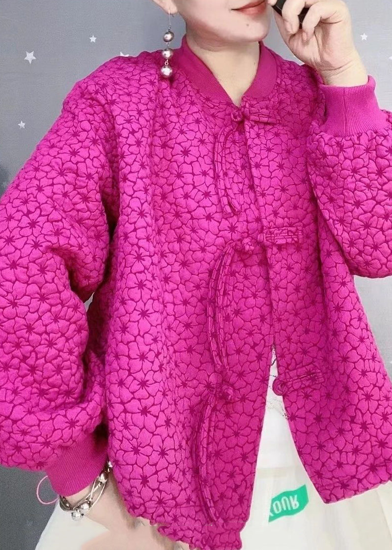 WW | Purple Red Oversized Chinese Button Cotton Coats