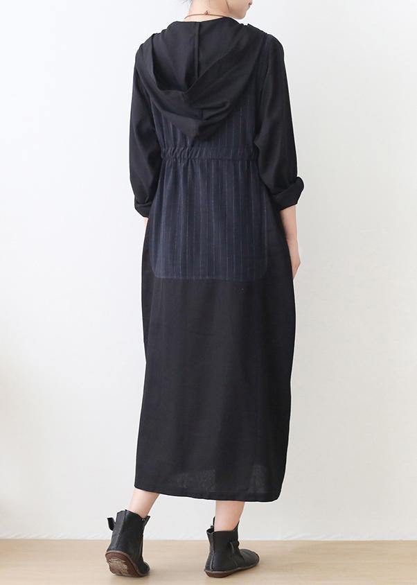 WW | Kapuzen Plus Size gestreifter Trenchcoat Schokolade Baumwolle Frauen Mäntel