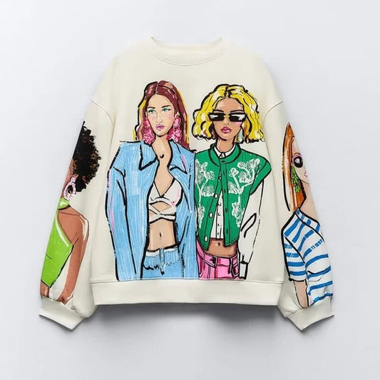 WW | Sweatshirt Gemütlich Pullover Übergroßes Sweatshirt Damenbekleidung