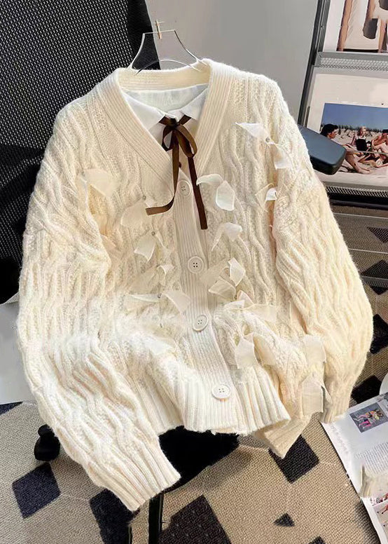 WW | Gemütliche Patchwork Strickmäntel V-Ausschnitt Lange Ärmel