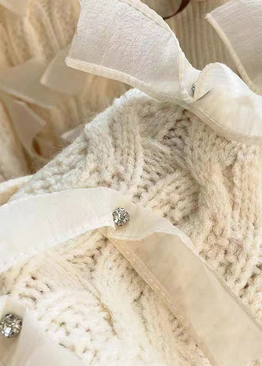 WW | Cozy Patchwork Knit Cardigans V-Neck Long Sleeve