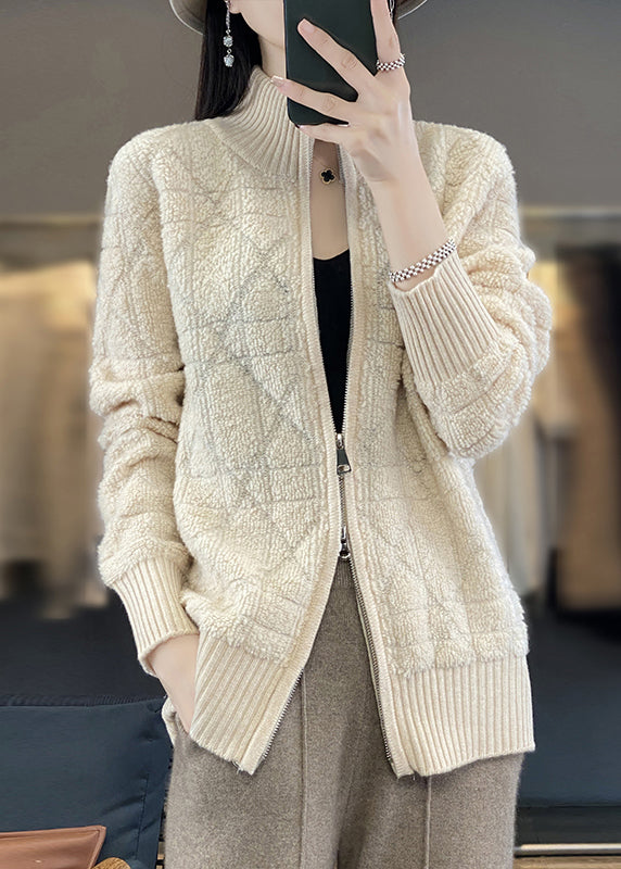 WW | Comfortable Patchwork Wool Coats Stand Collar Long Sleeves