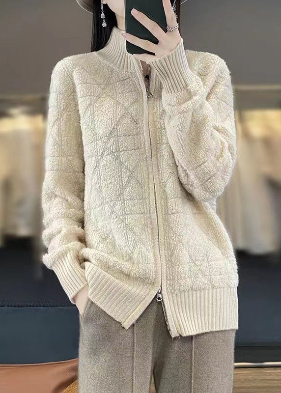 WW | Comfortable Patchwork Wool Coats Stand Collar Long Sleeves
