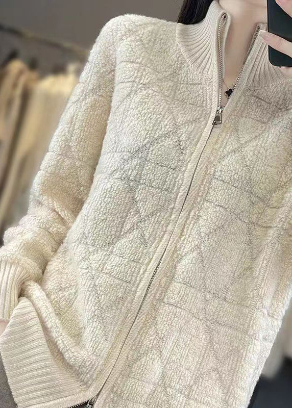WW | Comfortable Patchwork Wool Coats Stand Collar Long Sleeves