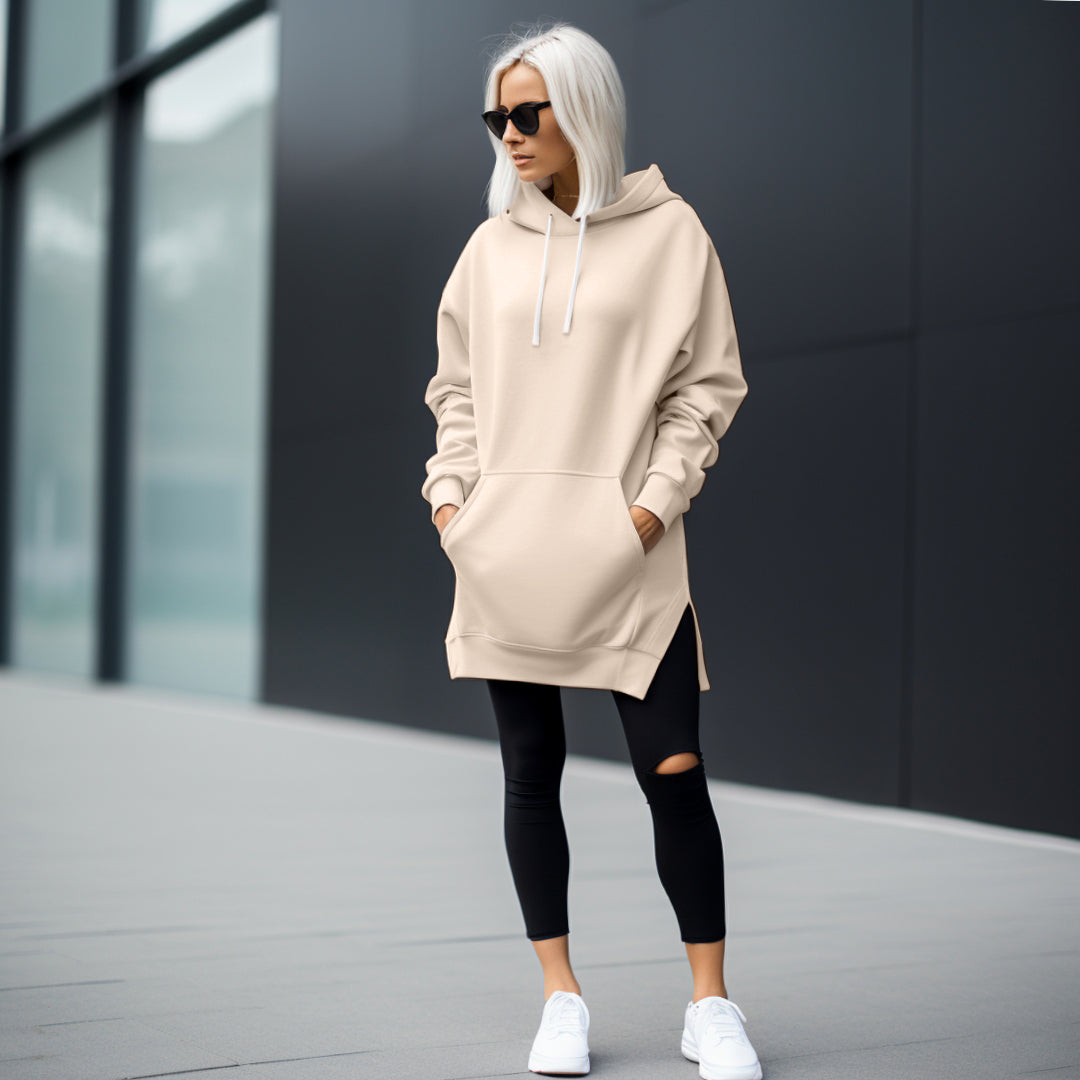 WW | Bequemes Oversize-Kleid mit Kapuze für Damen
