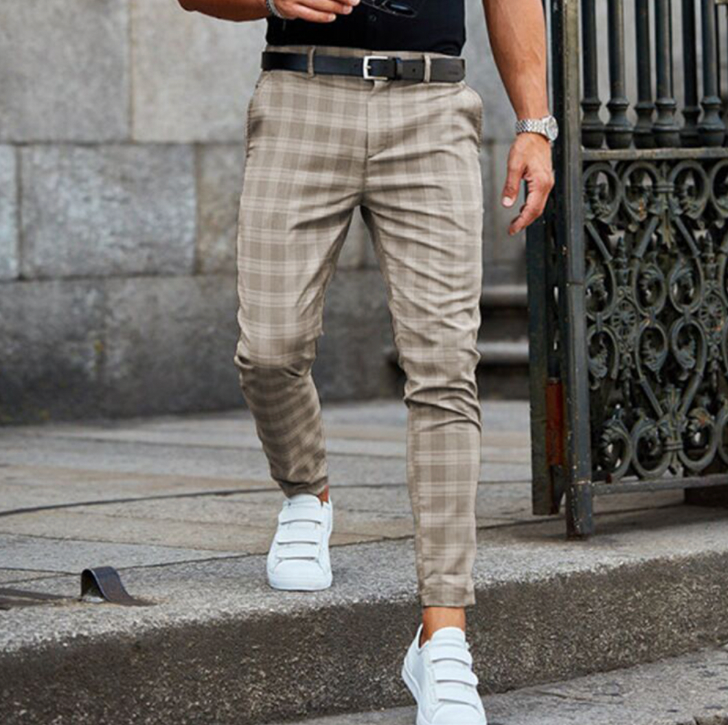 WW | Plaid Slim Fit Trousers - Elegant Suit Trousers with Stretch for Business, Street Style & Everyday Wear