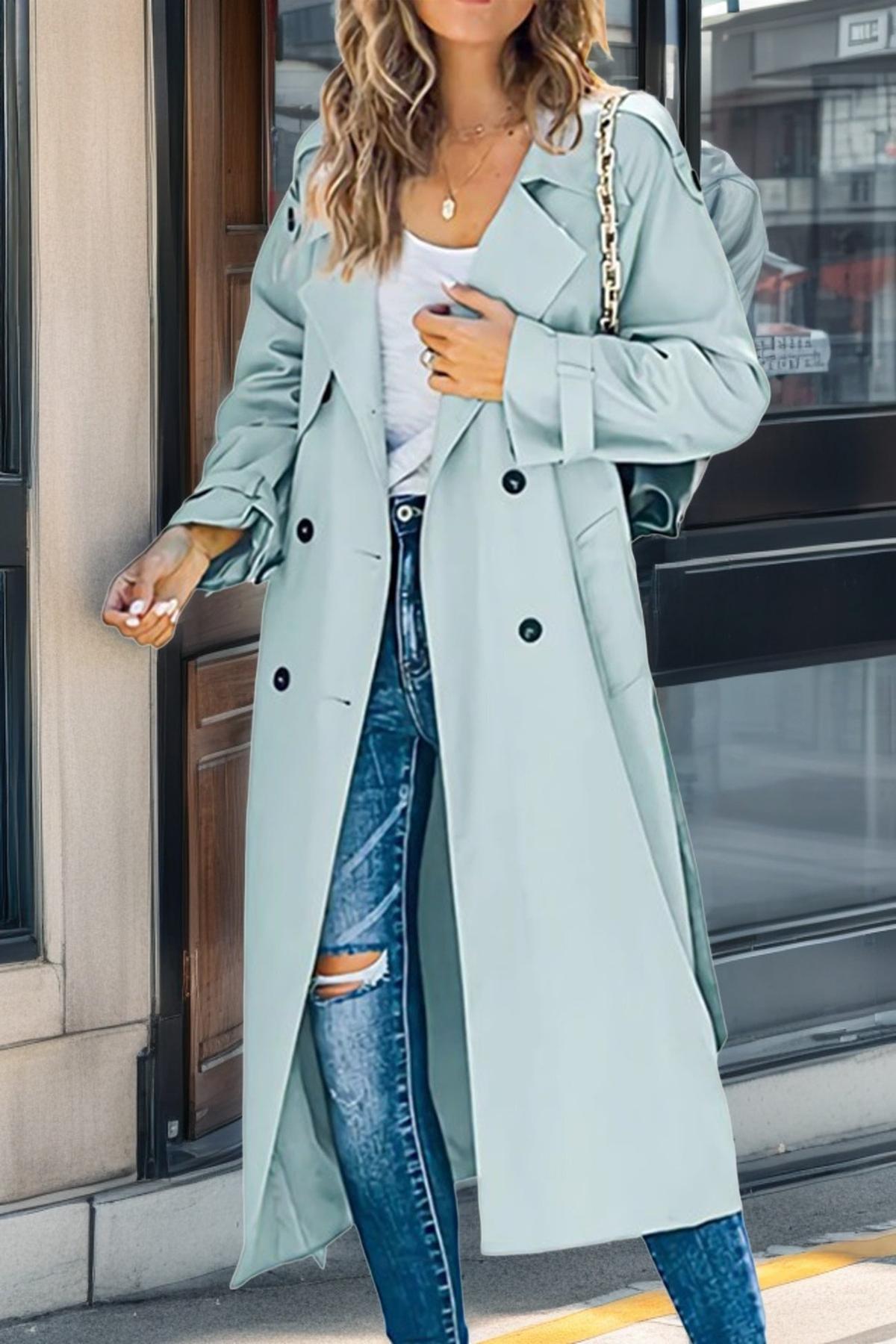 WW | Gürtelter Doppelreihiger Trenchcoat Für Damen