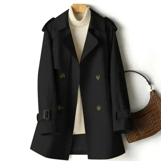 WW | Gürtelter Doppelreihiger Trenchcoat Für Frauen
